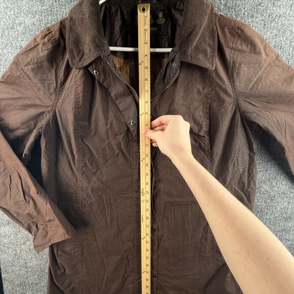 Barbour HAMSHIRE Size 16 Brown Lightweight Waxed Jacket Women Full Zip Outdoors - Picture 2 of 16